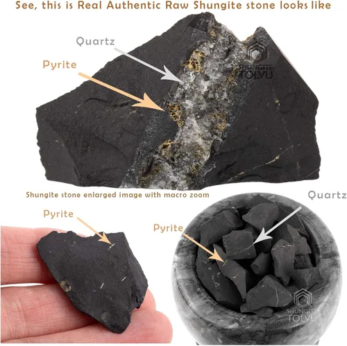Miniatura 2 de Colgante Shungite grande - Flor de la Vida - 1.8 pulgadas - Auténtico collar de amuleto de piedra shungita - Hecho a mano - TOLVU, Piedra, Shungita