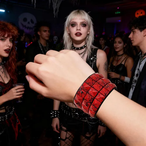 Miniatura 7 de Pulsera de cuero con remaches de pirámide de 3 hileras, pulsera de joyería punk de cuero