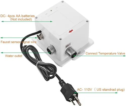 Miniatura 2 de Caja de control automático de sensor de doble alimentación para grifo de lavabo de baño, temperatura sin contacto, montaje en cubierta comercial