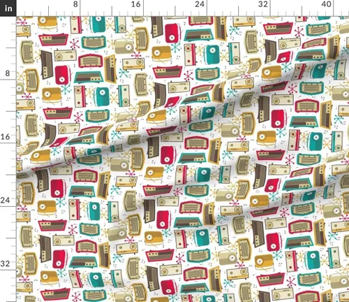 Miniatura 3 de Spoonflower Tela - Retro Atomic Technology Music Mid Century Geek Radio impresa en tela de gasa Fat Quarter - Vestidos de moda para costura