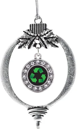 Miniatura 13 de Inspired Silver - Twin One - Adorno festivo de Navidad de plata - Adorno festivo de árbol de Navidad con dije de círculo y circonita cúbica