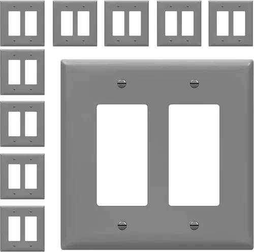 Miniatura 26 de ENERLITES - Placas decorativas de pared para interruptor de luz o toma de corriente, acabado brillante, tamaño intermedio, 2 bandas, 4.88 x 4.92