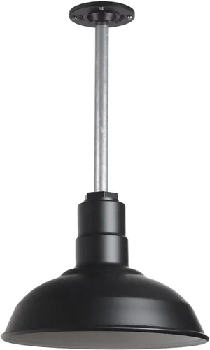 Miniatura 95 de Steel Lighting Co. El Segundo - Lámpara de granero Colgante montado en el techo Domo de 12 pulgadas Vástago de 12 pulgadas Luz de acero