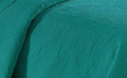Miniatura 2 de Fancy Linen Juego de colcha en relieve de 3 piezas de gran tamaño, funda de cama de gran tamaño con patrón de margaritas florales sólidas # Allis