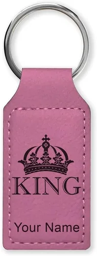 Miniatura 17 de Llavero rectangular, corona de rey, grabado personalizado incluido, Bambú