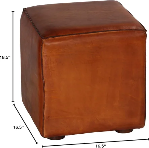 Miniatura 3 de Bare Decor Sands - Cubo otomano de piel auténtica, color marrón