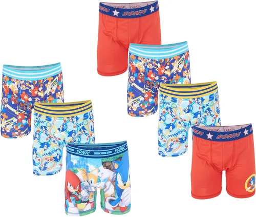 Sonic The Hedgehog Calzoncillos tipo bóxer grandes para niños con diferentes estampados y paquetes, 4, 6, 8, 10 y 12