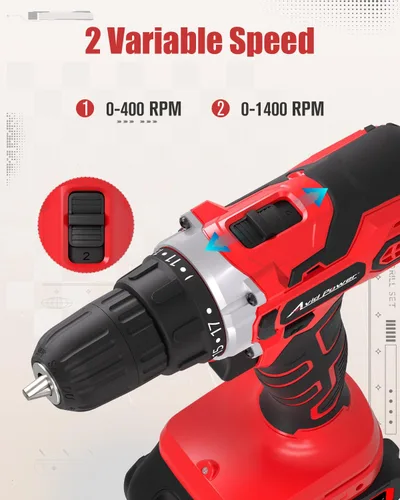 Miniatura 5 de AVID POWER Kit de taladro eléctrico máximo de 20 V, juego de taladro inalámbrico con batería y cargador, 2 velocidades variables, portabrocas sin