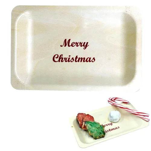 Miniatura 9 de Platos de madera de 11 pulgadas con texto en inglés "We Wish you a Merry Christmas and Happy New Year", paquete de 30