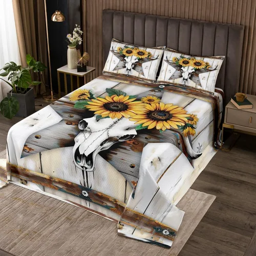Miniatura 15 de Feelyou Colcha de vaquero occidental, tamaño King, diseño rústico de Texas Star con botas de vaquero, colcha acolchada para niños pequeños, diseño