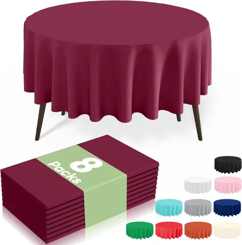 Miniatura 59 de misaya Paquete de 4 manteles desechables de plástico, mantel redondo impermeable de 84 pulgadas, a prueba de fugas y resistentes manteles Azul