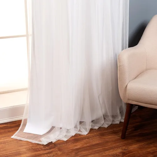 Miniatura 4 de Best Home Fashion Juego de 2 paneles de ventana de tul de encaje con aislamiento térmico y ojales de níquel de acero inoxidable para dormitorio