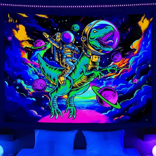 Miniatura 13 de Sanzugh Divertido tapiz alienígena de astronauta espacial para hombres y chicos, genial universo trippy planeta, tapices artísticos para colgar
