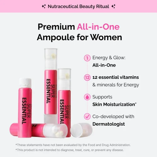 Miniatura 2 de VITALBEAUTIE Super Essential (7 días) – Belleza todo en uno para mujer + ampollas y tabletas multivitamínicas – 1,000 mg de colágeno de pescado +