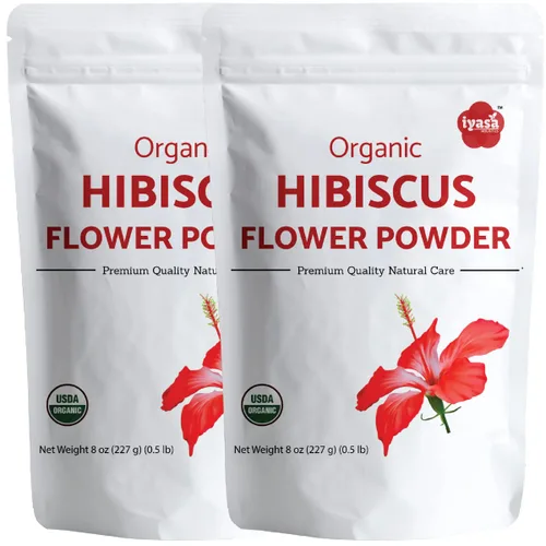 Polvo de hibisco orgánico de 16 onzas, color rosa natural y sabor agrio, grado alimenticio para té de hibisco orgánico, bebidas, horneado y cuidado