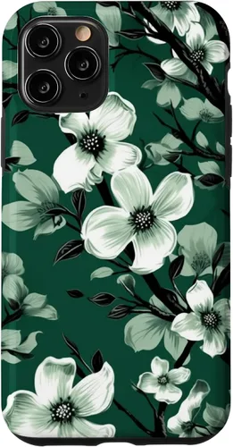 Miniatura 28 de White Dogwood Flower Pattern Green Black & White Case for iPhone 17