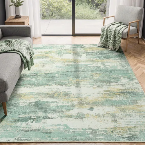Miniatura 67 de Rugflix Alfombras de área de 8 x 10 pies para sala de estar, alfombra grande lavable, resistente a las manchas, pelo bajo, alfombra oscura moderna