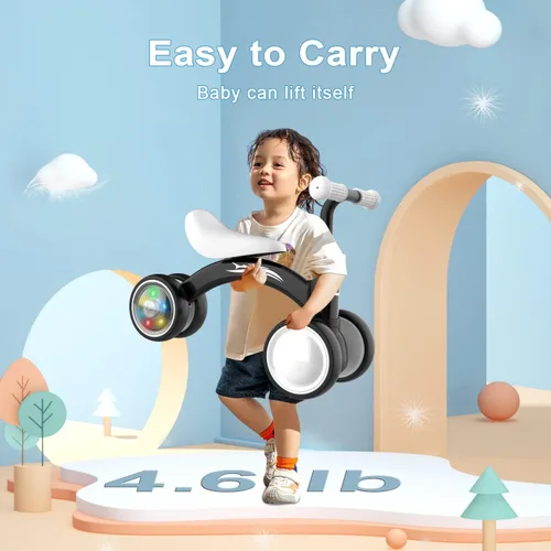 Miniatura 7 de Gamfeiny Colorful Lighting Baby Balance Bike Toys for 1 Year Old Boy Girl Gifts, 10-36 Month Toddler Balance Bike, No Pedal 4 Silence Wheels & Soft