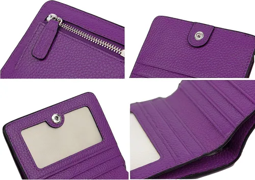 Miniatura 7 de BIG SALE-AINIMOER billetera de bolsillo pequeña con cremallera, plegable, compacta de cuero con bloqueo por identificación por radiofrecuencia