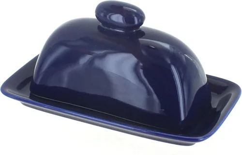 Blue Rose Polish Pottery – Mantequillera Azul Cobalto – Cabe 1 Barra – Mantequillera para Organización y Almacenamiento de Encimera