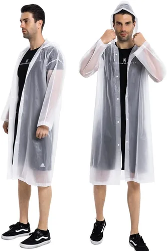 Miniatura 2 de Abrigos de lluvia (paquete de 2) – Ponchos de lluvia reutilizables de EVA para adultos, chaquetas impermeables para hombres y mujeres