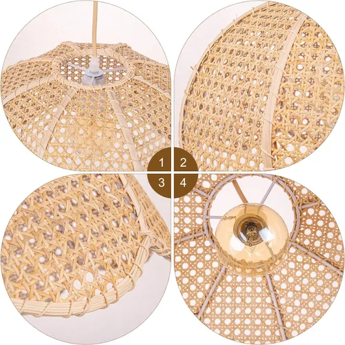 Miniatura 6 de Arturesthome Lámpara Colgante de Ratán Tejido de 1 Luz, Candelabro de Techo en Forma de Flor Tejido a Mano, Pantalla de Lámpara Colgante Hecha a