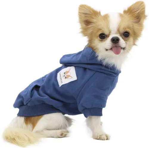 Miniatura 16 de LOPHIPETS Sudadera ligera de algodón para perros pequeños – Sudadera con capucha para chihuahuas, cachorros y razas en miniatura - Azul/XS