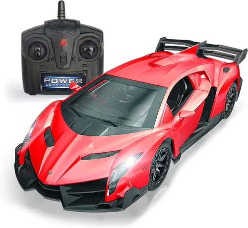 Auto de Carreras de Control Remoto RC Compatible con Lamborghini Veneno, Vehículo de Juguete RC Modelo con Licencia Oficial 1:24 para Niños de 6, 7,