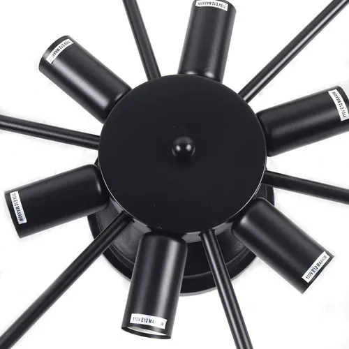 Miniatura 8 de Lámpara de techo con rueda de carro, 6 luces rústicas de estilo rústico semiempotrado, lámpara de techo industrial para cocina, isla, comedor
