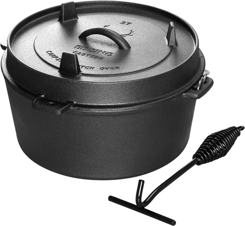 EDGING CASTING Hornos holandeses de hierro fundido pretratados para acampar al aire libre, olla de hierro fundido para acampar al aire libre con