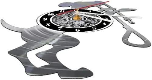 Miniatura 9 de The Geeky Days Reloj de pared de cuarzo silencioso con batería de disco de vinilo negro para perros y mascotas, reloj colgante de álbum retro Sin luz