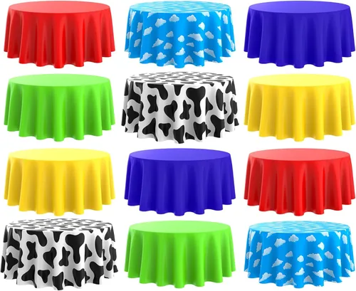 Kinlop Mantel redondo de dibujos animados de 84 pulgadas, diseño de cielo azul y nube blanca, de plástico, desechable, impermeable, para baby