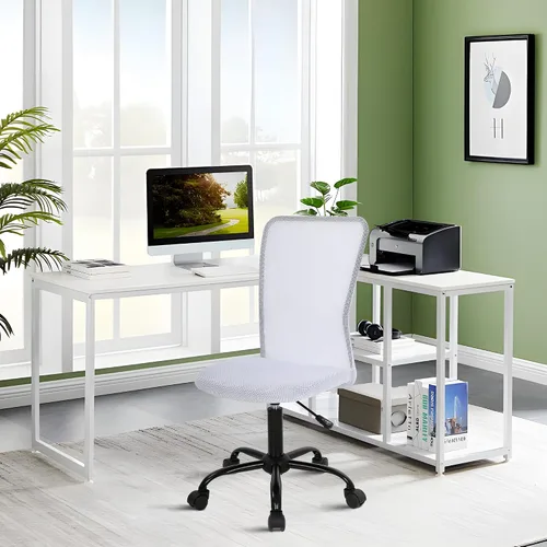 Miniatura 12 de Silla de oficina sin brazos, silla de oficina ergonómica de malla con respaldo alto con soporte lumbar, sillas de computadora, silla con ruedas