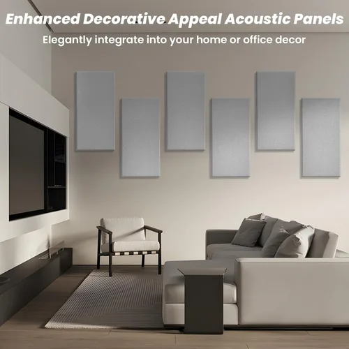 Miniatura 7 de 6 piezas de paneles acústicos, paneles de pared insonorizados grandes, paneles de absorción de sonido de fibra de vidrio profesional, paneles de Gris