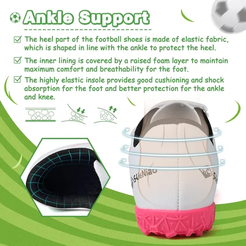 Miniatura 5 de CBUSTER Zapatos de fútbol para niños y niñas, zapatos deportivos para interiores y exteriores