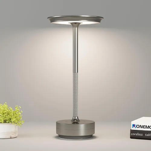 Miniatura 12 de Lámpara de mesa inalámbrica, luz LED de mesa recargable con 3 ajustes de temperatura, atenuación continua, batería de 5000 mAh, USB-C, memoria