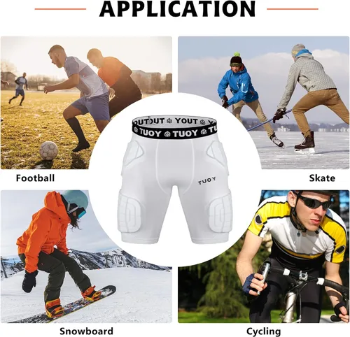 Miniatura 6 de Mens Football Girdle with Pads Hip Thigh Butt Tailbone Protector Pants Padded Compression Short Youth Adult Protective for Baseball Snowboard Skate