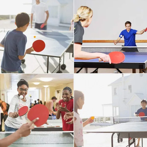Miniatura 7 de FBSPORT Juego de paletas de ping-pong, juego de tenis de mesa portátil con red retráctil, raquetas, pelotas y bolsa de transporte para juegos de Gris