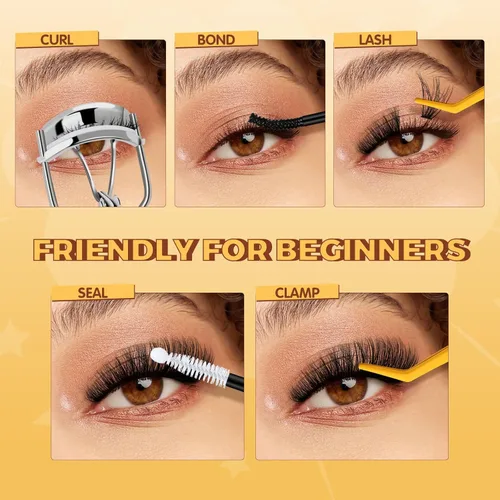 Miniatura 7 de QUEWEL Kit de extensión de pestañas DIY, racimos de pestañas 3D con 280 piezas, racimos de pestañas mixtas de 10-16 mm (30+40+50D), pinzas