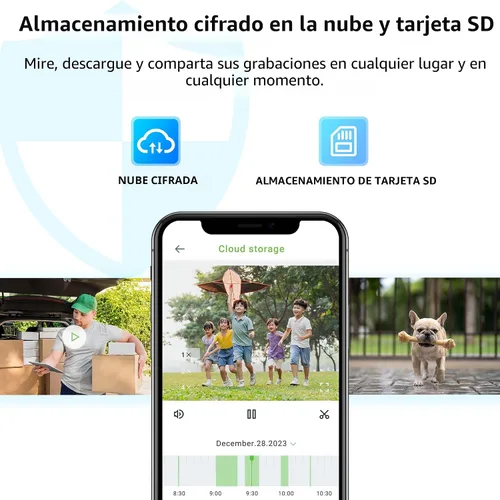 Miniatura 6 de Septekon - Cámaras de seguridad 2K inalámbricas para exteriores, paquete de 4, cámara alimentada por batería solar con dos focos, detección