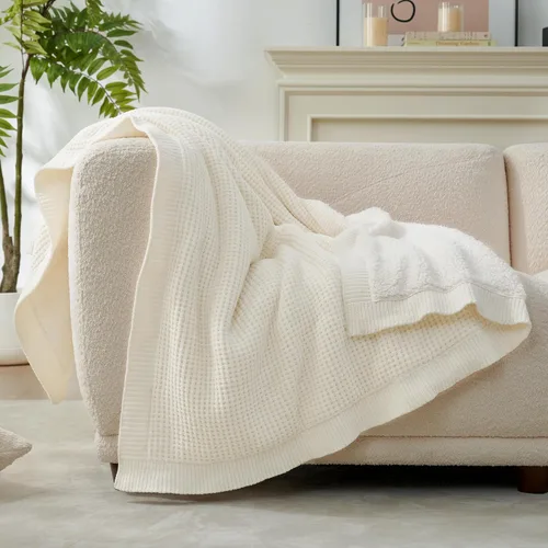 Miniatura 11 de Amélie Home - Manta de punto trenzado para sofá, mantas suaves y acogedoras de sherpa de chenilla para sofá, silla, hogar confortable, 50 x 60