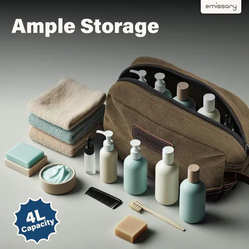 Miniatura 4 de emissary Bolsa de Aseo para Hombre de Cuero y Lona Bolsa de Aseo de Viaje Kit Dopp para Hombre Bolsa de Afeitar para Accesorios de Viaje, Marrón