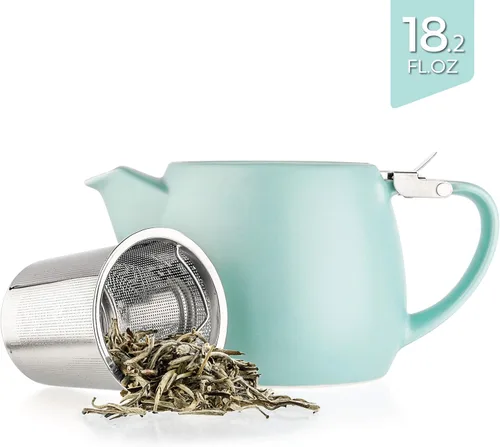 Miniatura 2 de Tealyra - Tetera pequeña de porcelana Pluto gris - 540ml (1-2 tazas) - Acabado único - Tapa de acero inoxidable e infusor extra fino para preparar
