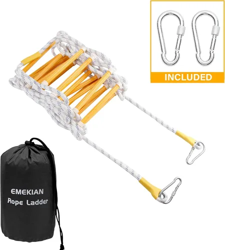 Miniatura 5 de Escalera de emergencia para escape de incendios, cuerda de extensión de seguridad resistente al fuego con 2 ganchos, 3 a 7 pisos para casas de 3 a 7