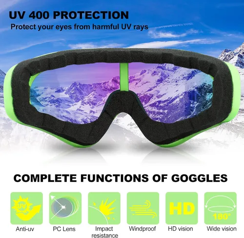 Miniatura 5 de Gafas de esquí, gafas de motocicleta, paquete de 3 gafas de snowboard para hombres, mujeres, adultos y jóvenes