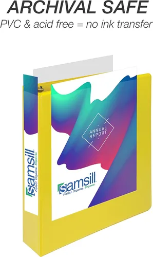 Miniatura 328 de Samsill - Carpeta duradera de 5 pulgadas, fabricada en los Estados Unidos, con anillos en D, transparente y personalizable, color blanco