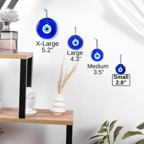Miniatura 4 de BCS Decoración azul contra el mal de ojo de 2.8 pulgadas, adorno colgante de pared hecho a mano con amuleto turco griego de Nazar de buena suerte