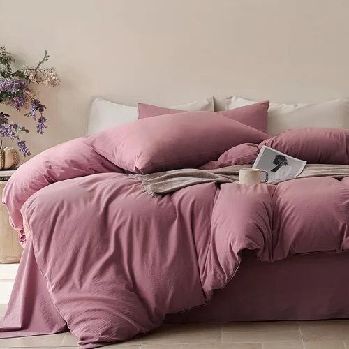 Miniatura 18 de JELLYMONI Funda de edredón tamaño individual, funda de edredón 100% algodón lavado con textura similar al lino, ropa de cama transpirable y suave