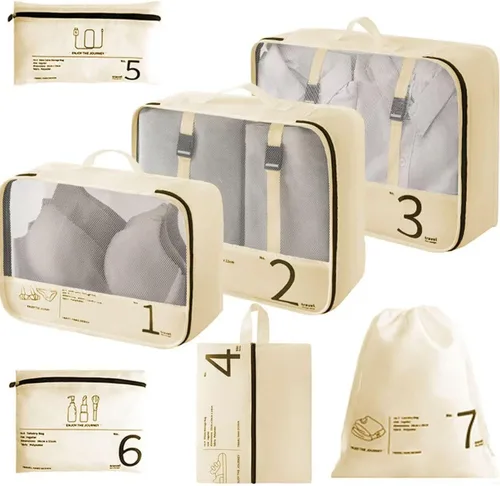 Miniatura 91 de Juego de 8 cubos de embalaje para maletas, organizadores de equipaje de viaje, accesorios de viaje, organizador de equipaje esencial