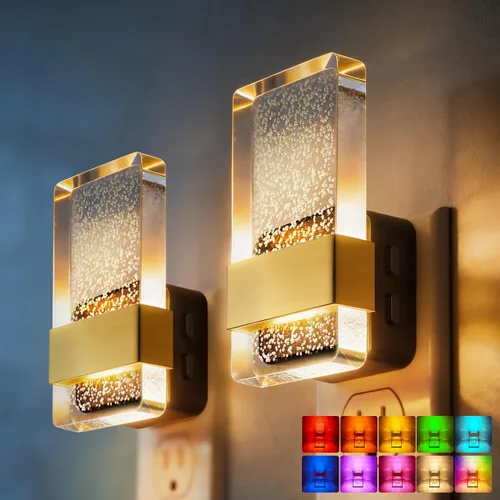 Miniatura 26 de DORESshop Luces nocturnas LED enchufables a la pared, luz nocturna regulable de 3 niveles, luz nocturna decorativa de burbujas, sensor de atardecer
